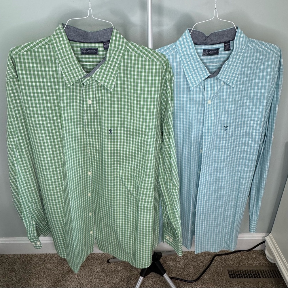 Lot of Arrow Green and Light Blue Checkered Men's Shirts